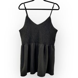 Perfectly Priscilla Black Peplum‎ Ruffle Sleeveless Shirt Womens Plus 3X Smocked